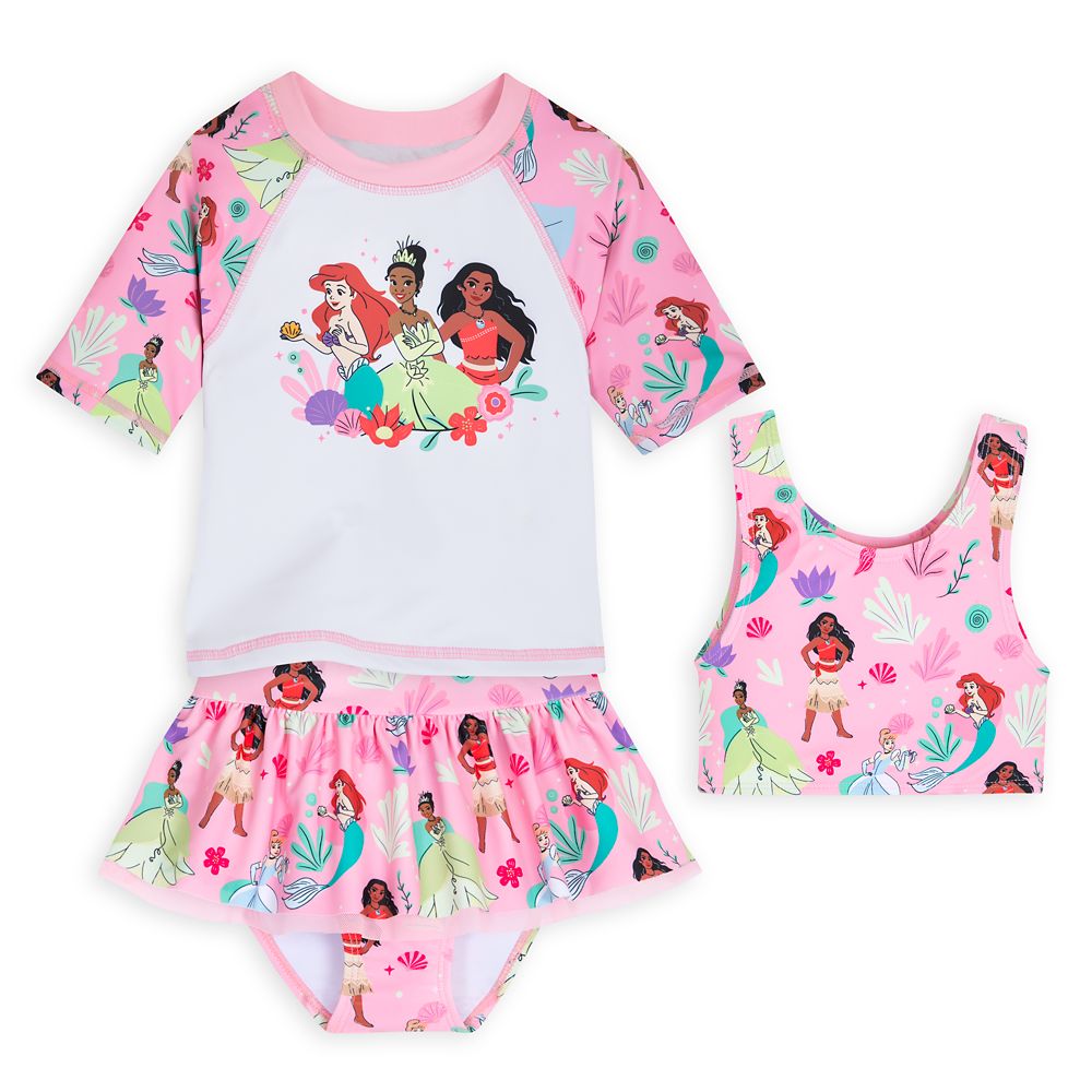 Disney Princess Swimsuit and Rash Guard Set for Girls