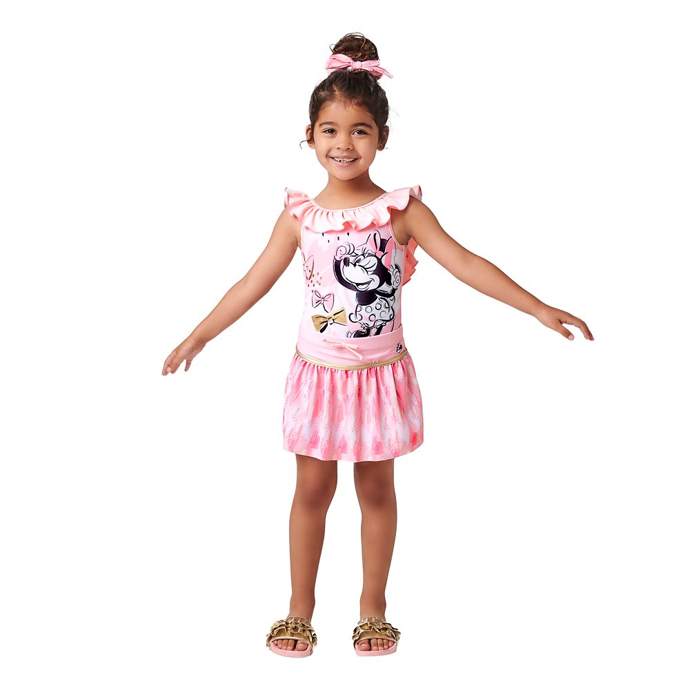 Minnie Mouse Pink Swimsuit and Hair Scrunchie Set for Girls