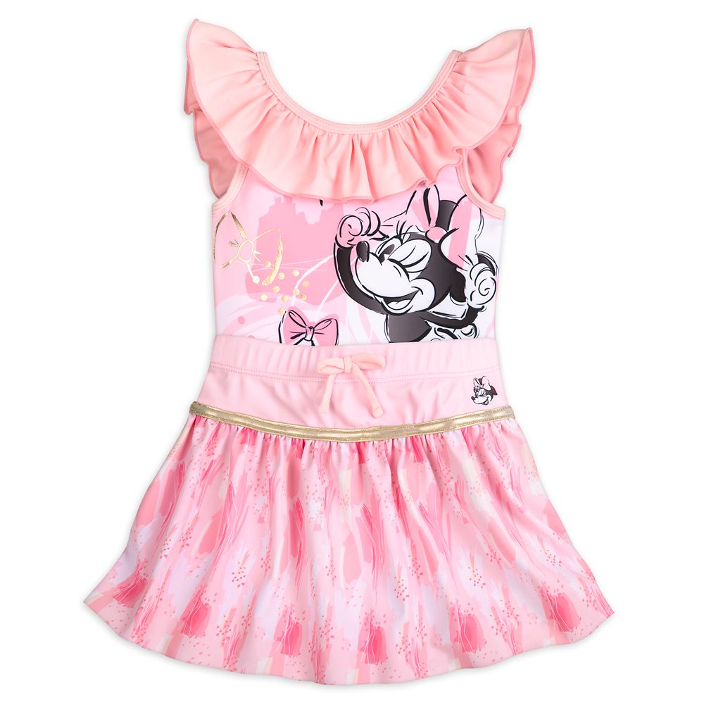 Minnie Mouse Pink Swimsuit and Hair Scrunchie Set for Girls