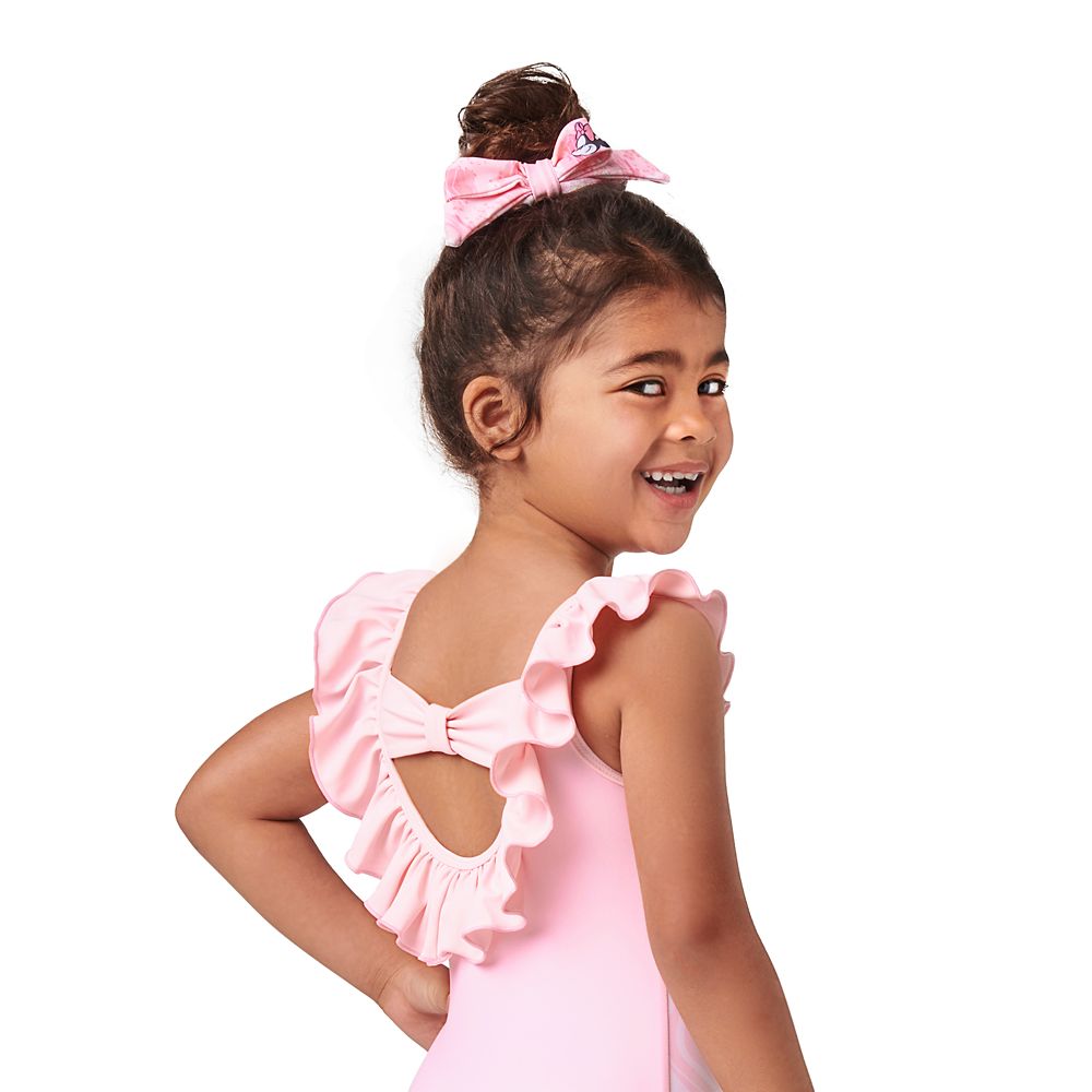 Minnie Mouse Pink Swimsuit and Hair Scrunchie Set for Girls