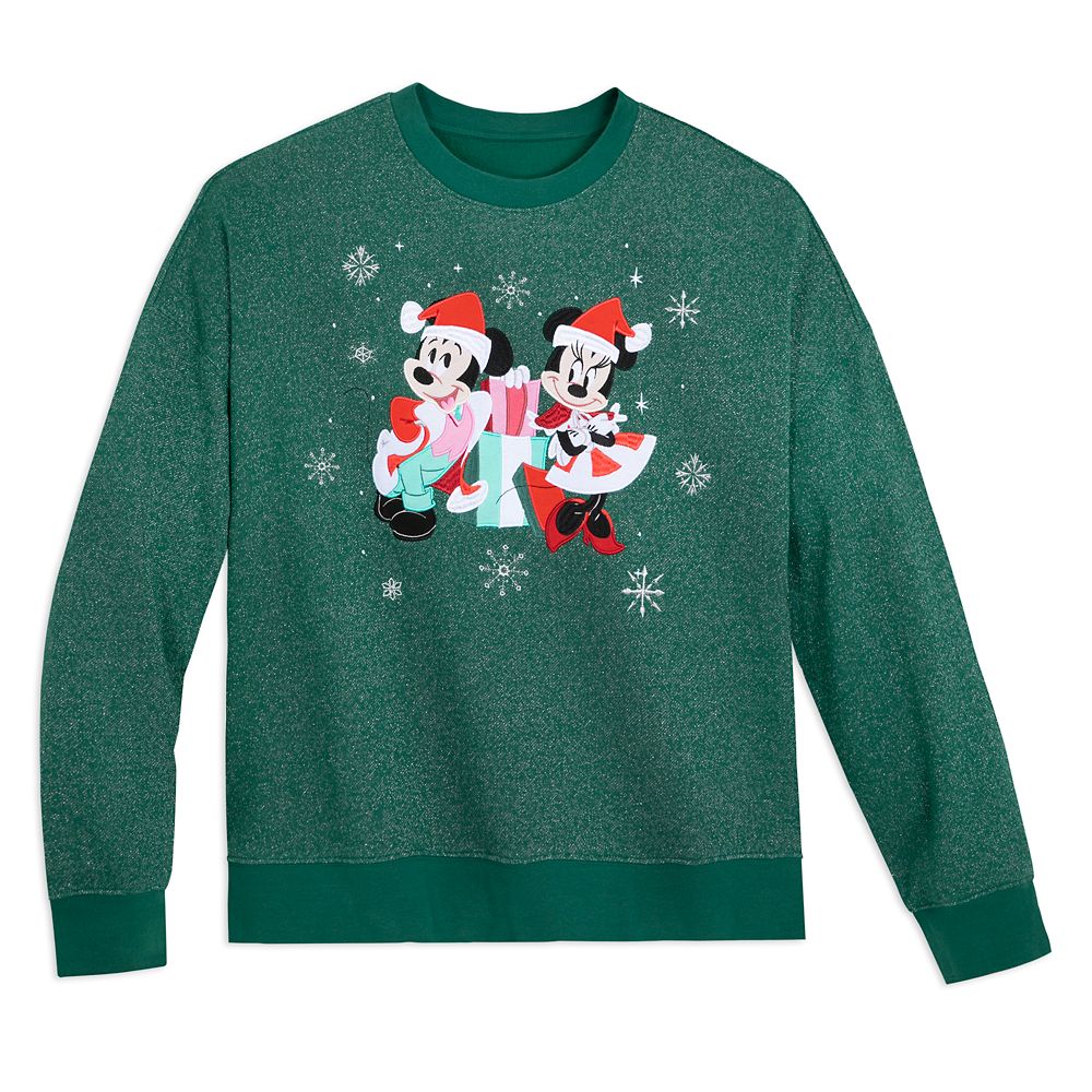 Santa Mickey and Minnie Mouse Holiday Pullover Sweatshirt for Women Official shopDisney