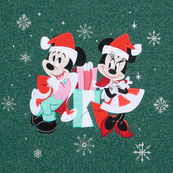 Santa Mickey and Minnie Mouse Holiday Pullover Sweatshirt for Women