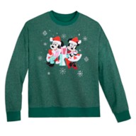 Santa Mickey and Minnie Mouse Holiday Pullover Sweatshirt for Women