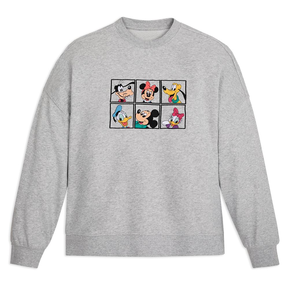 Official Disney Ladies Mickey Mouse Multi Title Embroidered Sweatshirt Grey  S-XL