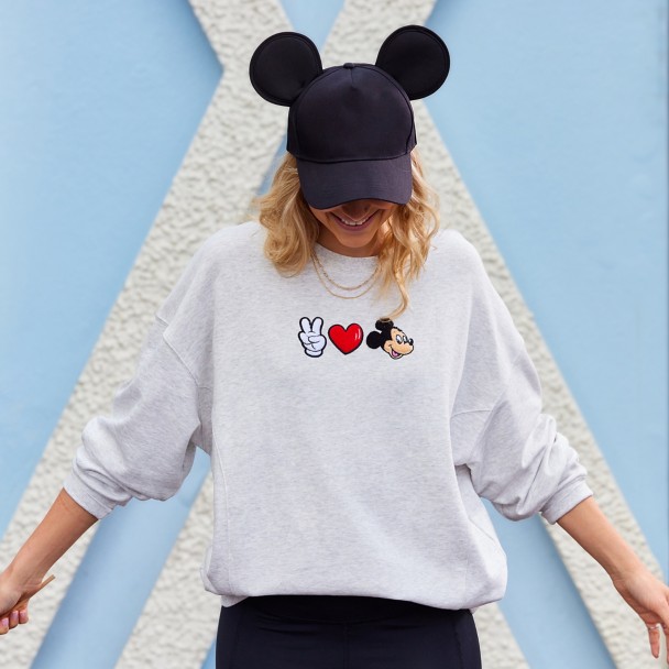 Mickey Mouse ''Peace, Love, Mickey'' Pullover Sweatshirt for Women