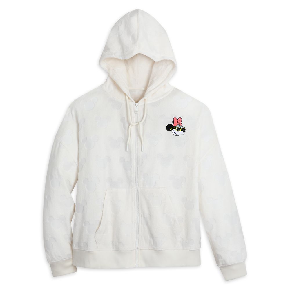 Mickey and Minnie Mouse Burnout Zip Hoodie for Women
