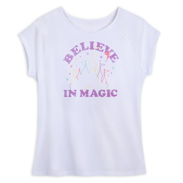Tinker Bell and Fantasyland Castle Raglan T-Shirt for Women