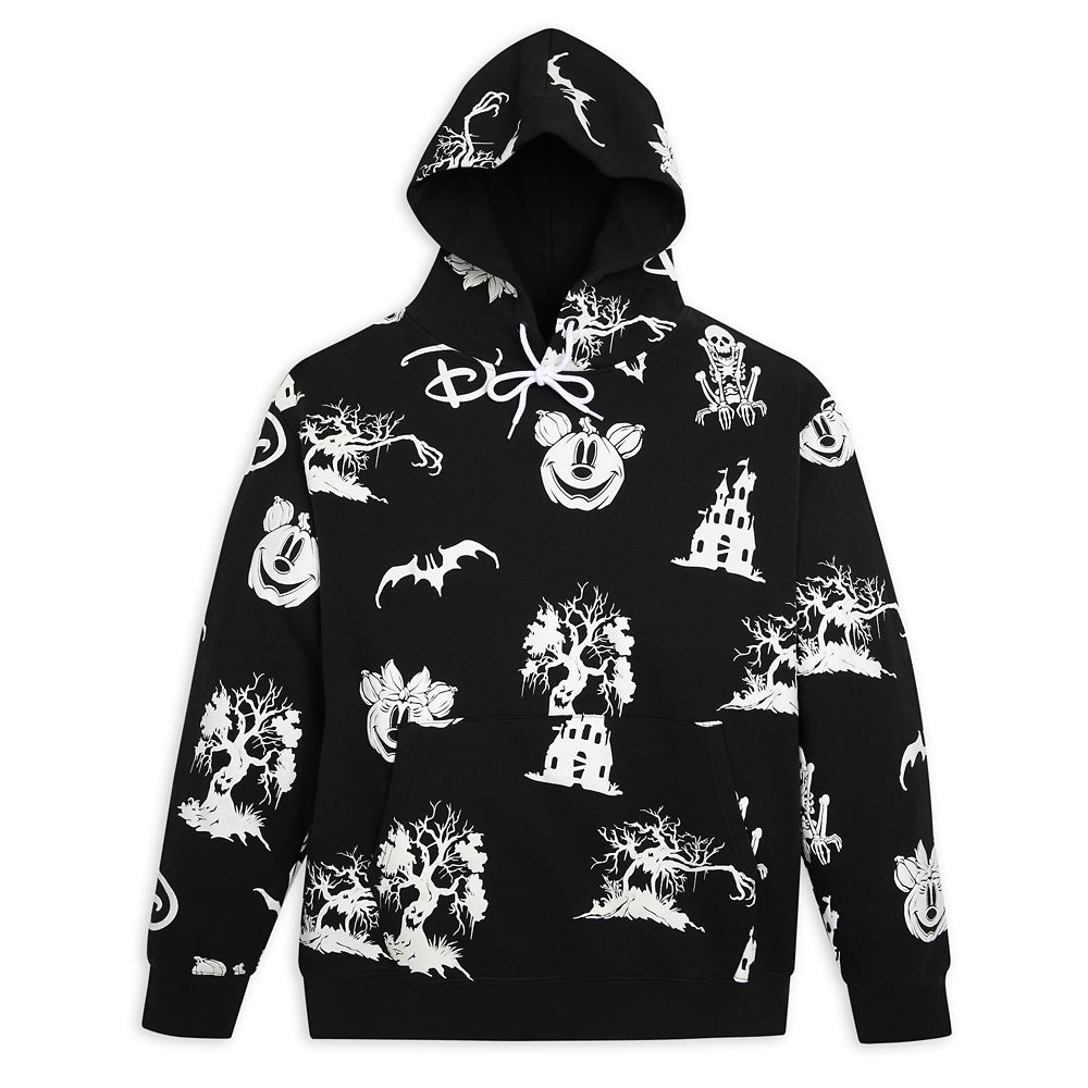 Mickey Mouse and Minnie Mouse Halloween Glow-in-the-Dark Pullover Hoodie for Adults
