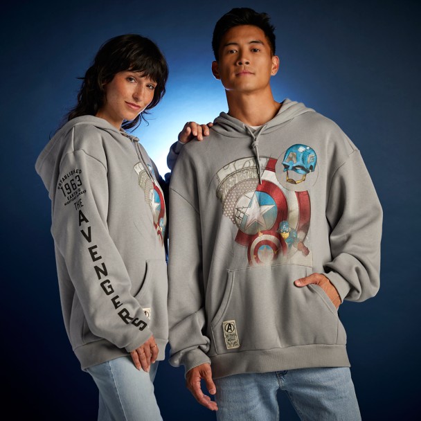 Captain America Pullover Hoodie for Adults by Heroes & Villains – Avengers 60th Anniversary
