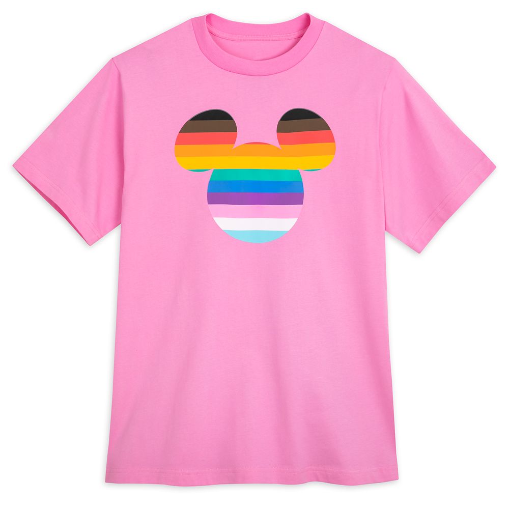 Disney Mickey Mouse Pride Inclusive Rainbow Head Icon Fill - Short Sleeve  Cotton T-Shirt for Adults - Customized-Red 