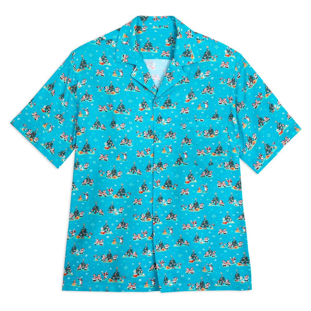 Santa Mickey Mouse and Friends Holiday Woven Shirt for Men available online for purchase