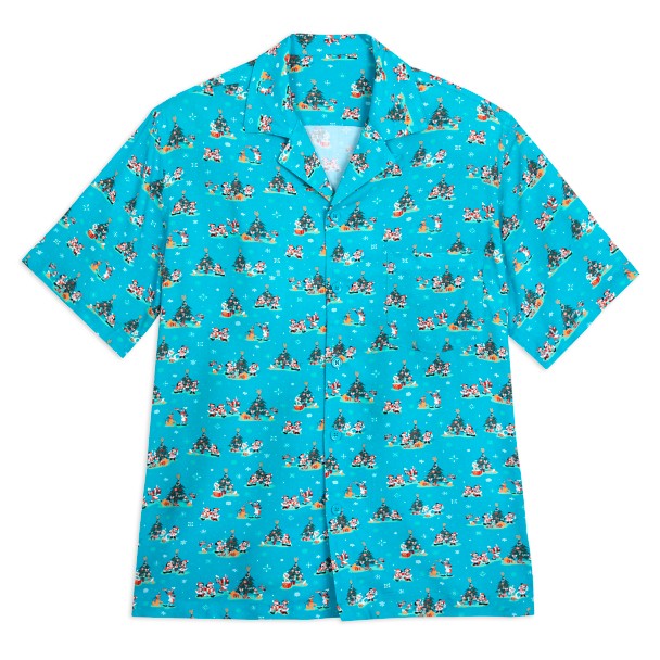 Santa Mickey Mouse and Friends Holiday Woven Shirt for Men