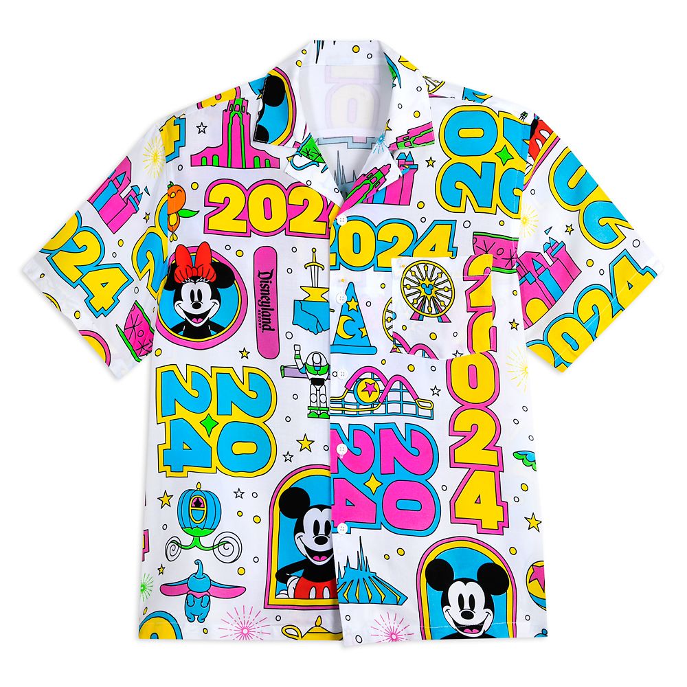 Mickey and Minnie Mouse Woven Shirt for Adults – Disneyland 2024 is available online