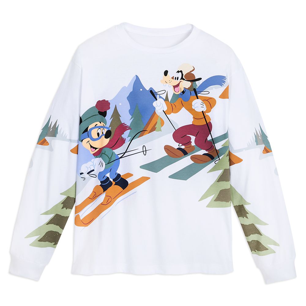 Mickey Mouse and Goofy Holiday Homestead Long Sleeve T-Shirt for Adults