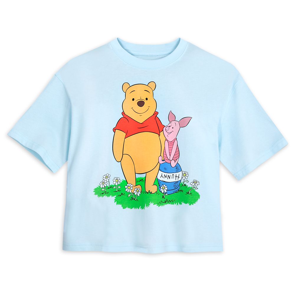 Winnie the Pooh and Piglet Semi-Cropped Fashion T-Shirt for Women