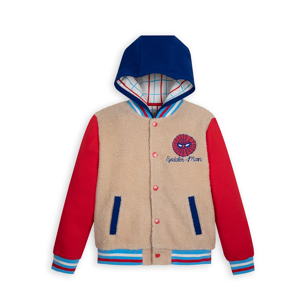 Spider-Man Sherpa Hooded Varsity Jacket for Kids now available online