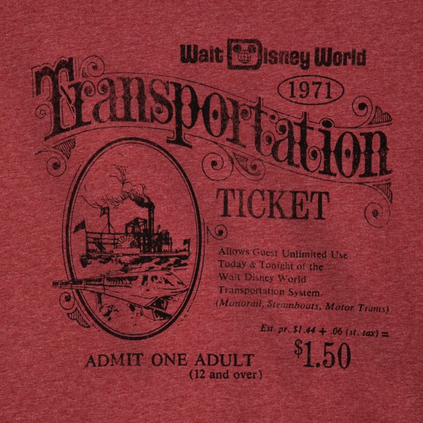 Walt Disney World Transportation Ticket T-Shirt for Adults