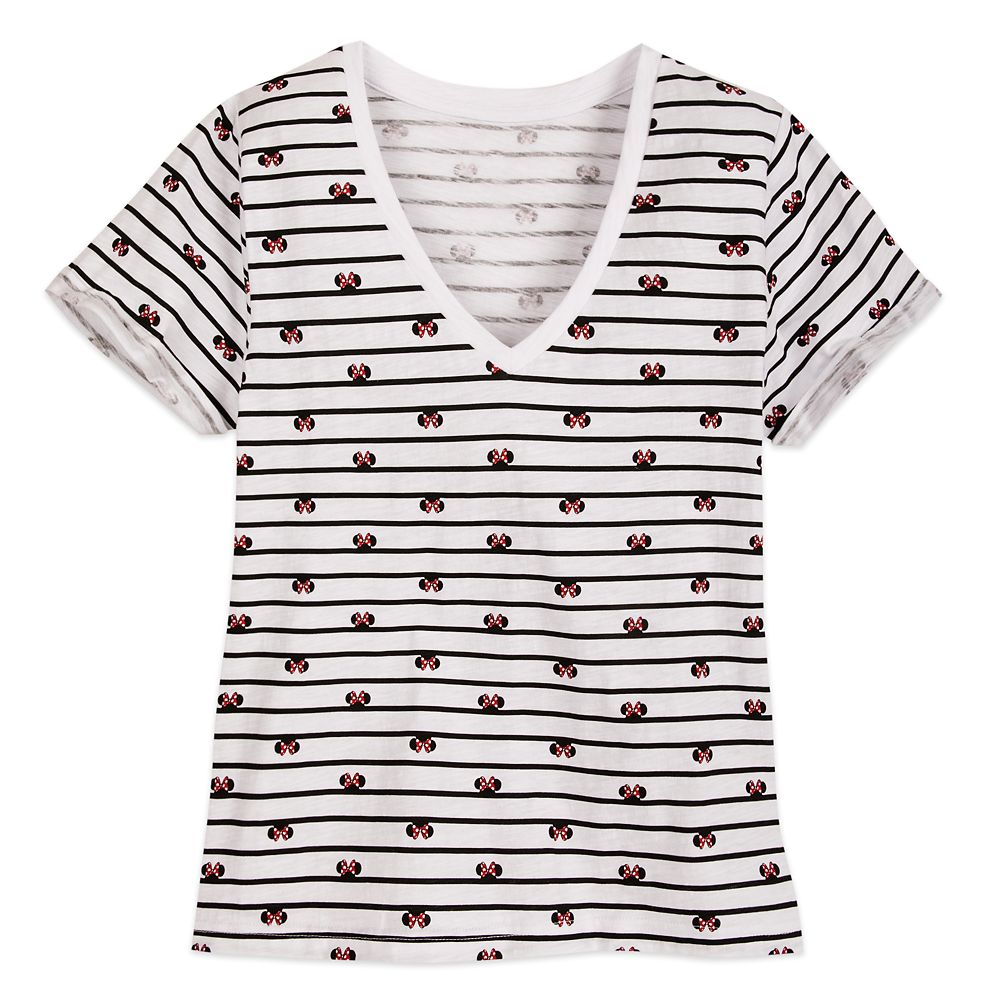 Minnie Mouse Icon Striped T-Shirt for Women