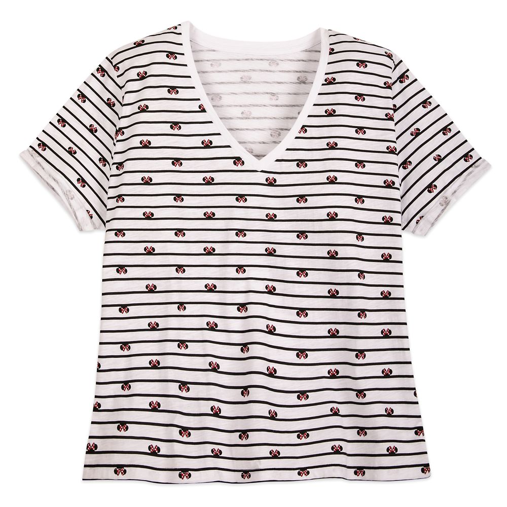 Minnie Mouse Icon Striped T-Shirt for Women – Extended Size