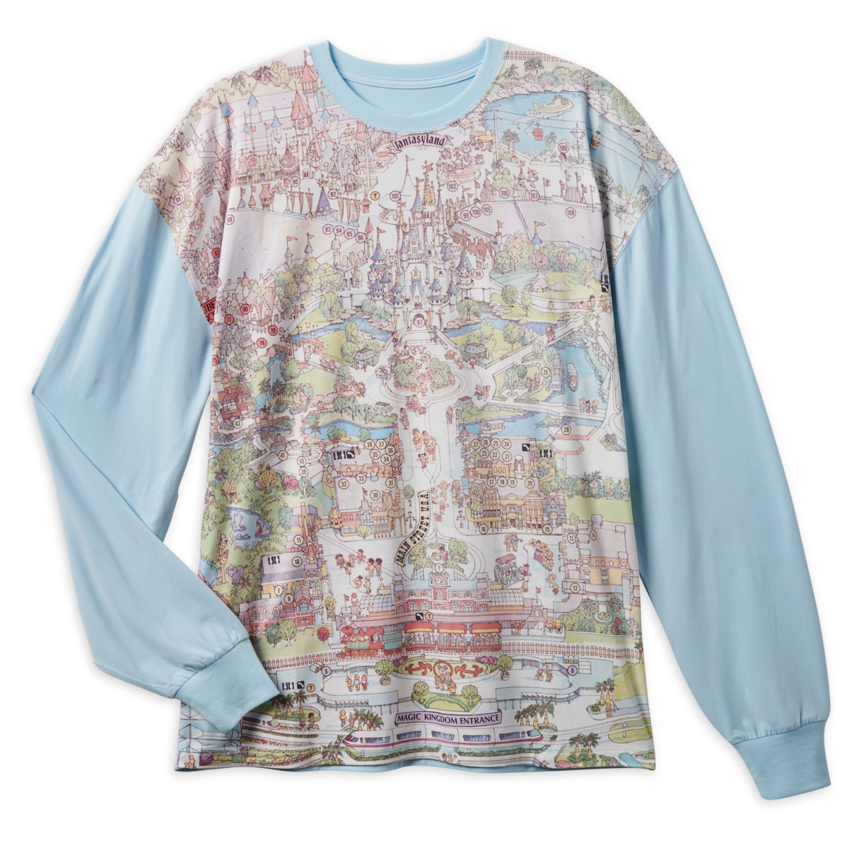 Walt Disney World 50th Anniversary Map Long Sleeve T-Shirt for Adults