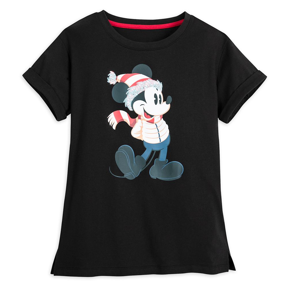 Mickey Mouse Sequined Holiday Tee for Women