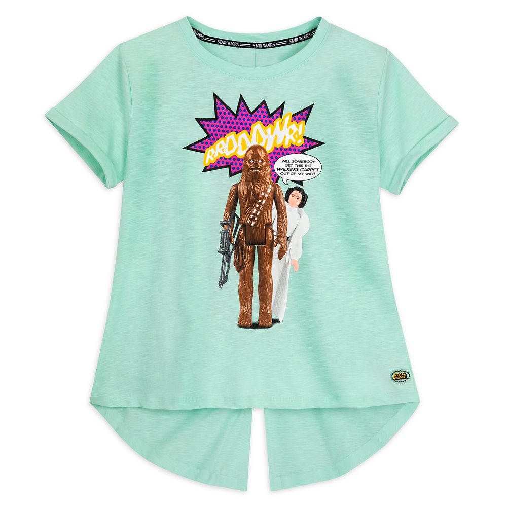Chewbacca and Princess Leia Star Wars Action Figures Fashion T-Shirt for Women is available online for purchase