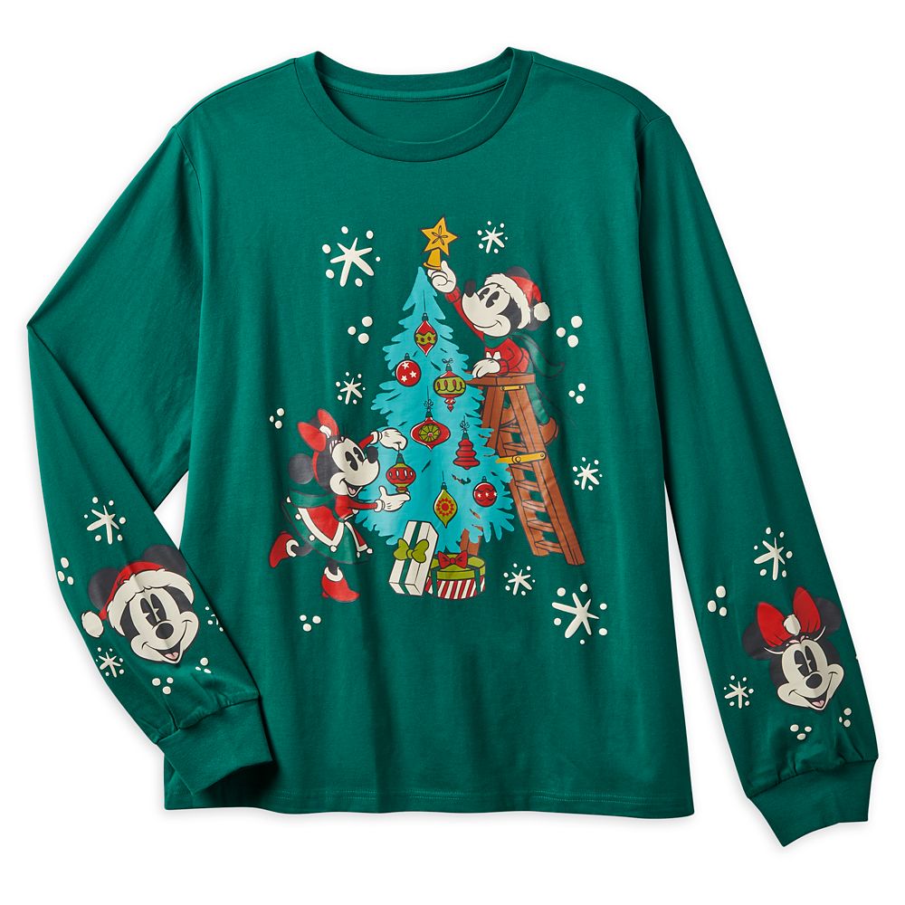 Mickey and Minnie Mouse Holiday Long Sleeve T-Shirt for Adults – Disneyland