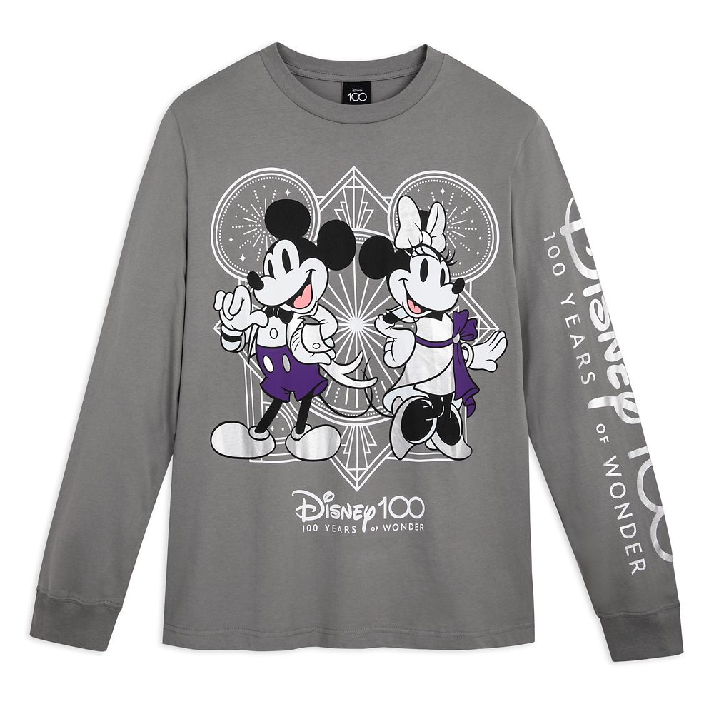 Mickey and Minnie Mouse Disney100 Long Sleeve T-Shirt for Adults – Purchase Online Now