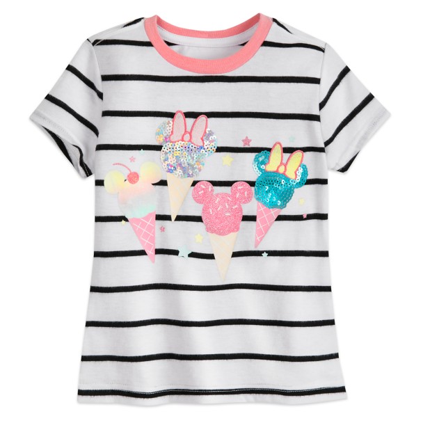 Mickey and Minnie Mouse Sequin Ice Creams T-Shirt for Girls