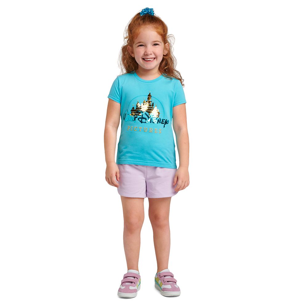 Walt Disney Pictures Logo Flip Sequin T-Shirt for Girls