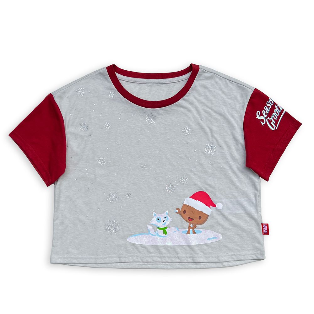 Baby Groot Holiday Cropped T-Shirt for Girls – Guardians of the Galaxy here now