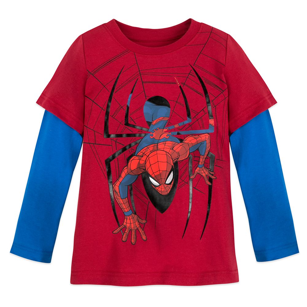 3-9 Years Marvel Boys Long Sleeve Cotton Tops T-Shirts Dotted Picture Original Spiderman 