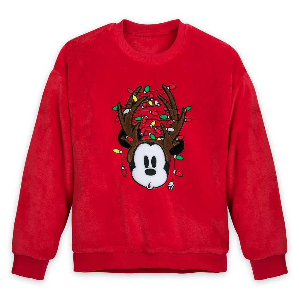 Mickey Mouse Reindeer Antlers Fuzzy Pullover Top for Women