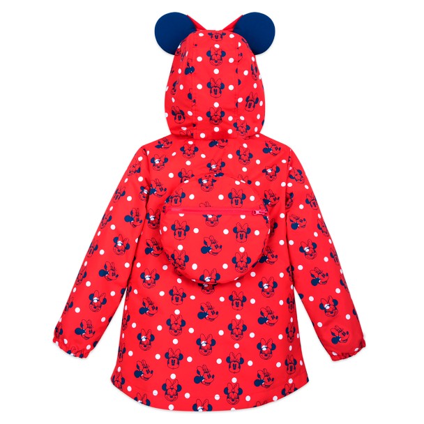 Minnie Mouse Red Packable Rain Jacket and Attached Carry Bag for Kids