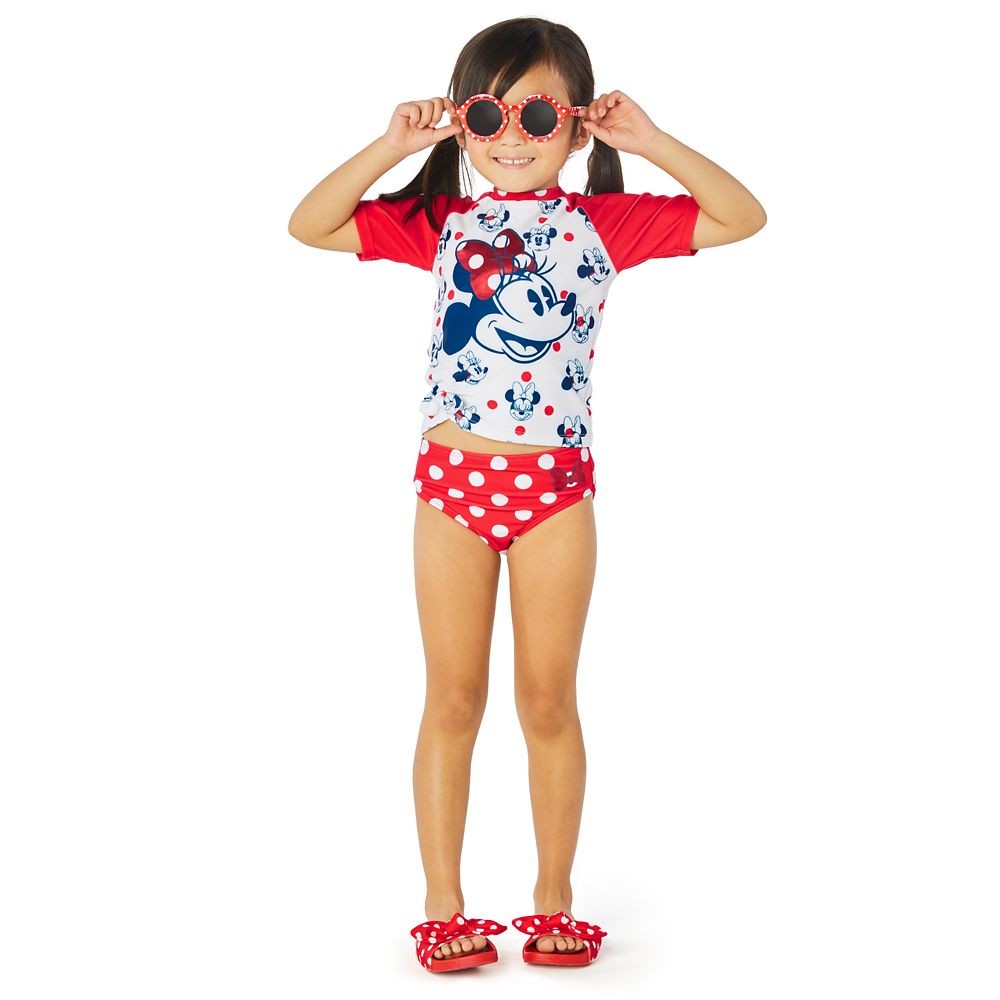 Minnie Mouse Red Polka Dot Deluxe Swimsuit Set for Girls