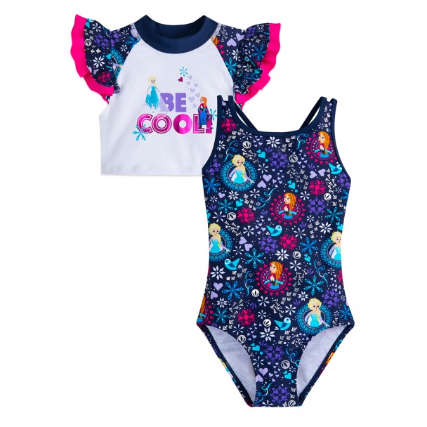 Frozen Swimsuit and Rash Guard Set for Girls