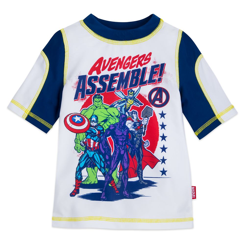 Disney Store Marvel Captain America Rash Guard Swim Shirt Boy Size 5/6 7/8 