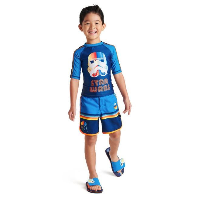 Character Kids Boys Star Wars 2 Piece Swim Set Sea Pool Shorts T-Shirt Tee Top 