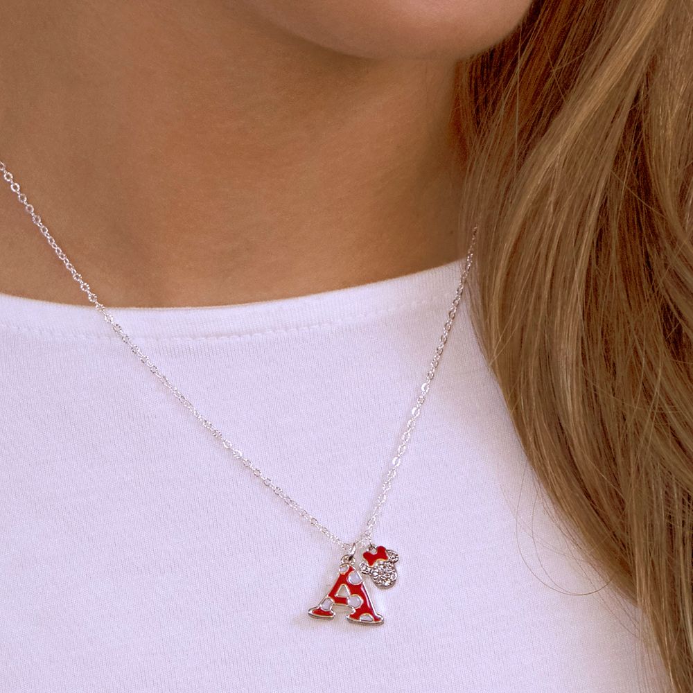 Minnie Mouse Enamel Initial Necklace