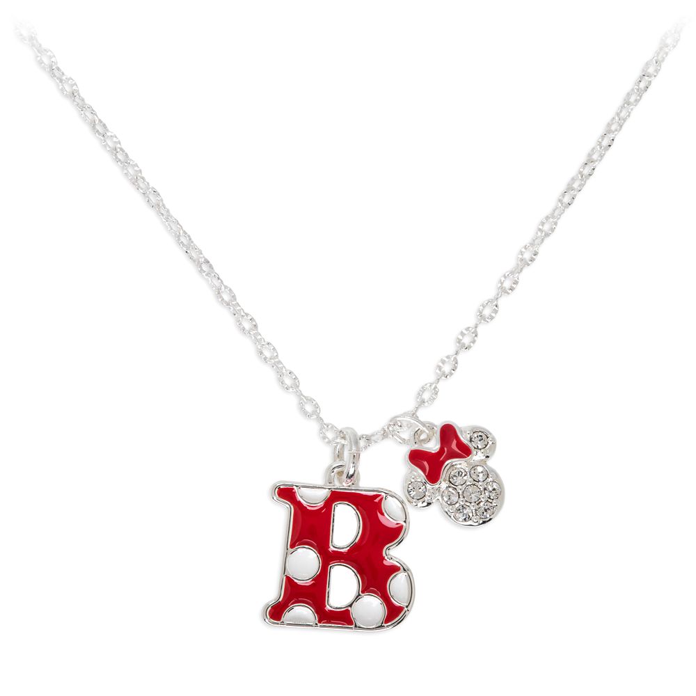 Minnie Mouse Enamel Initial Necklace – B