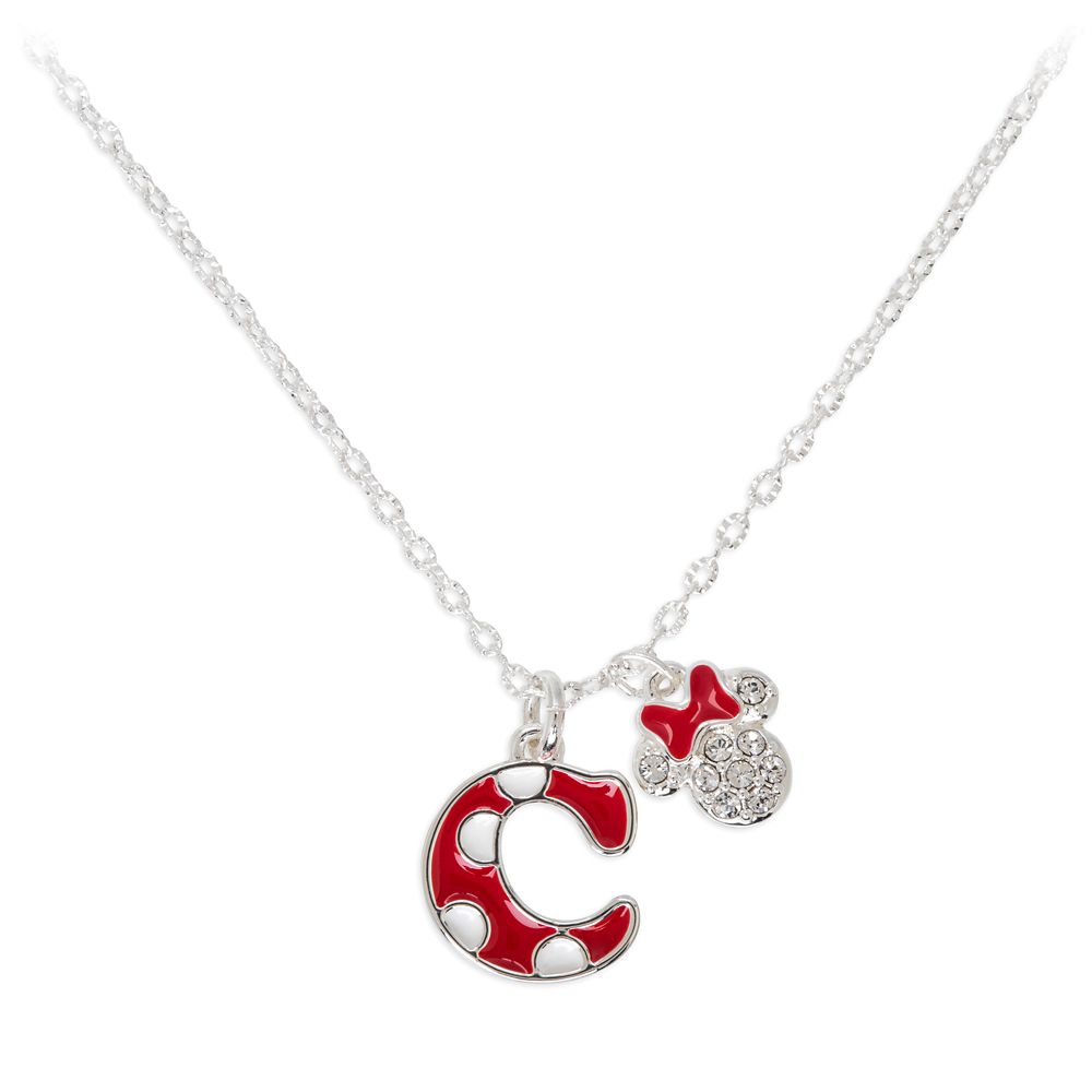 Minnie Mouse Enamel Initial Necklace – C