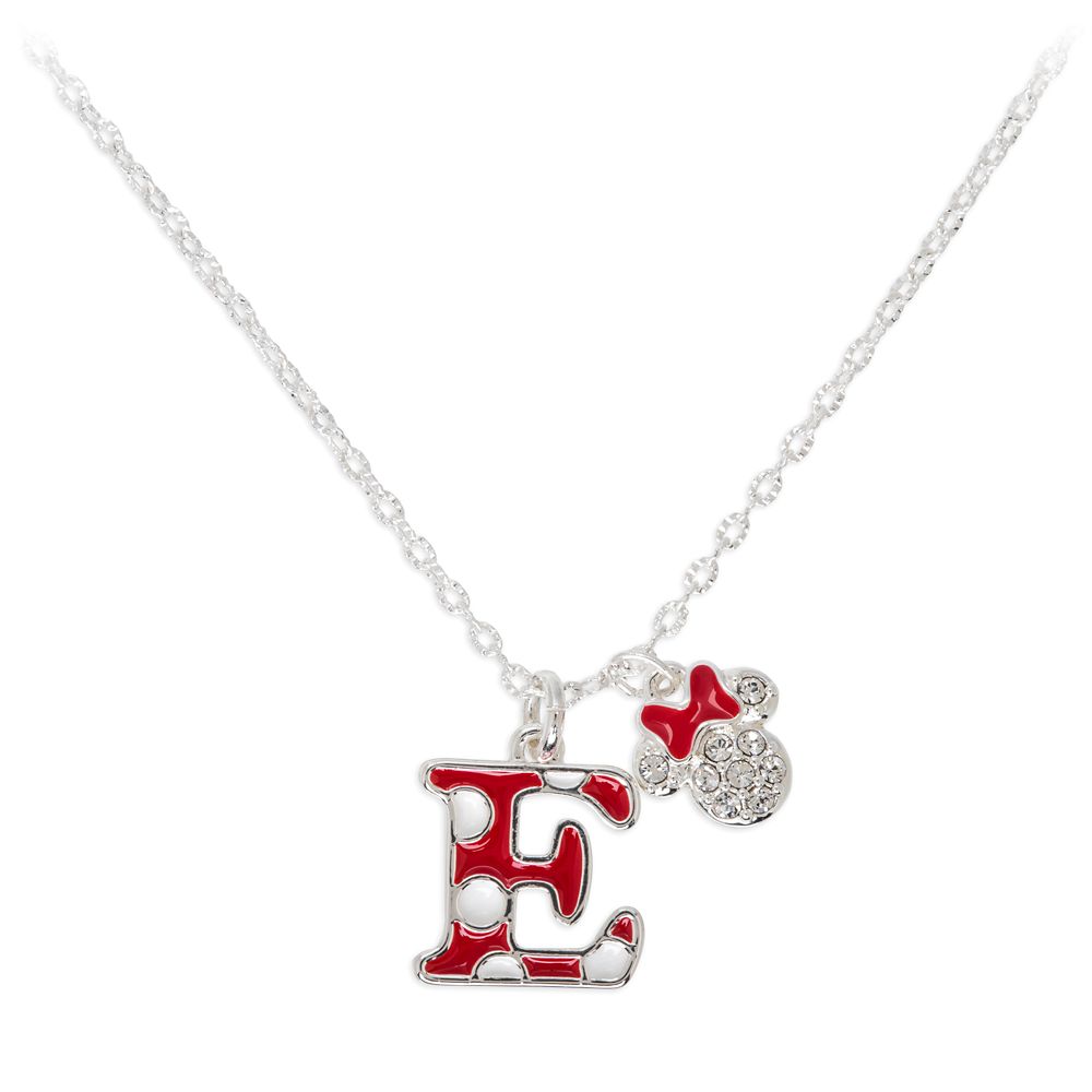 Minnie Mouse Enamel Initial Necklace – E