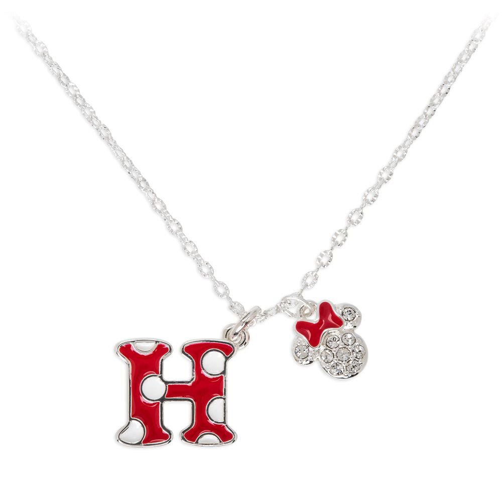 Minnie Mouse Enamel Initial Necklace – H