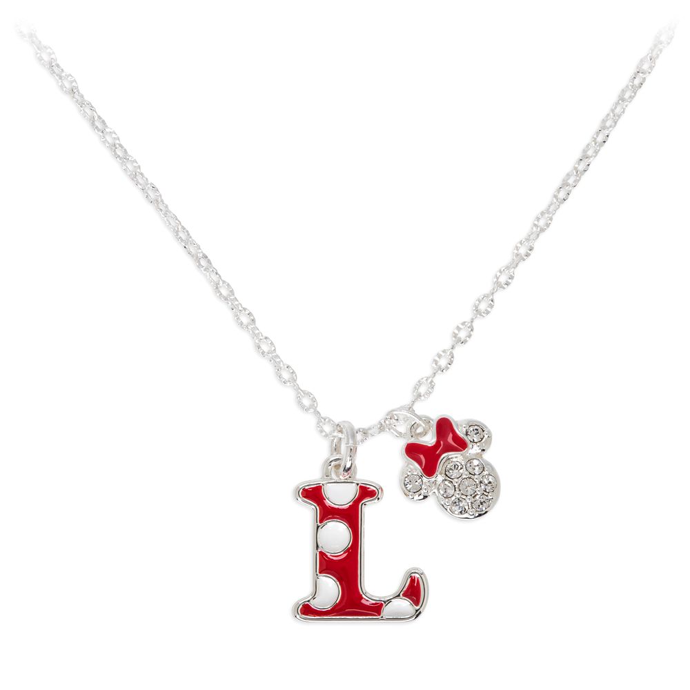 Minnie Mouse Enamel Initial Necklace – L