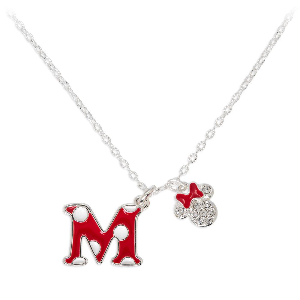 Minnie Mouse Enamel Initial Necklace – M