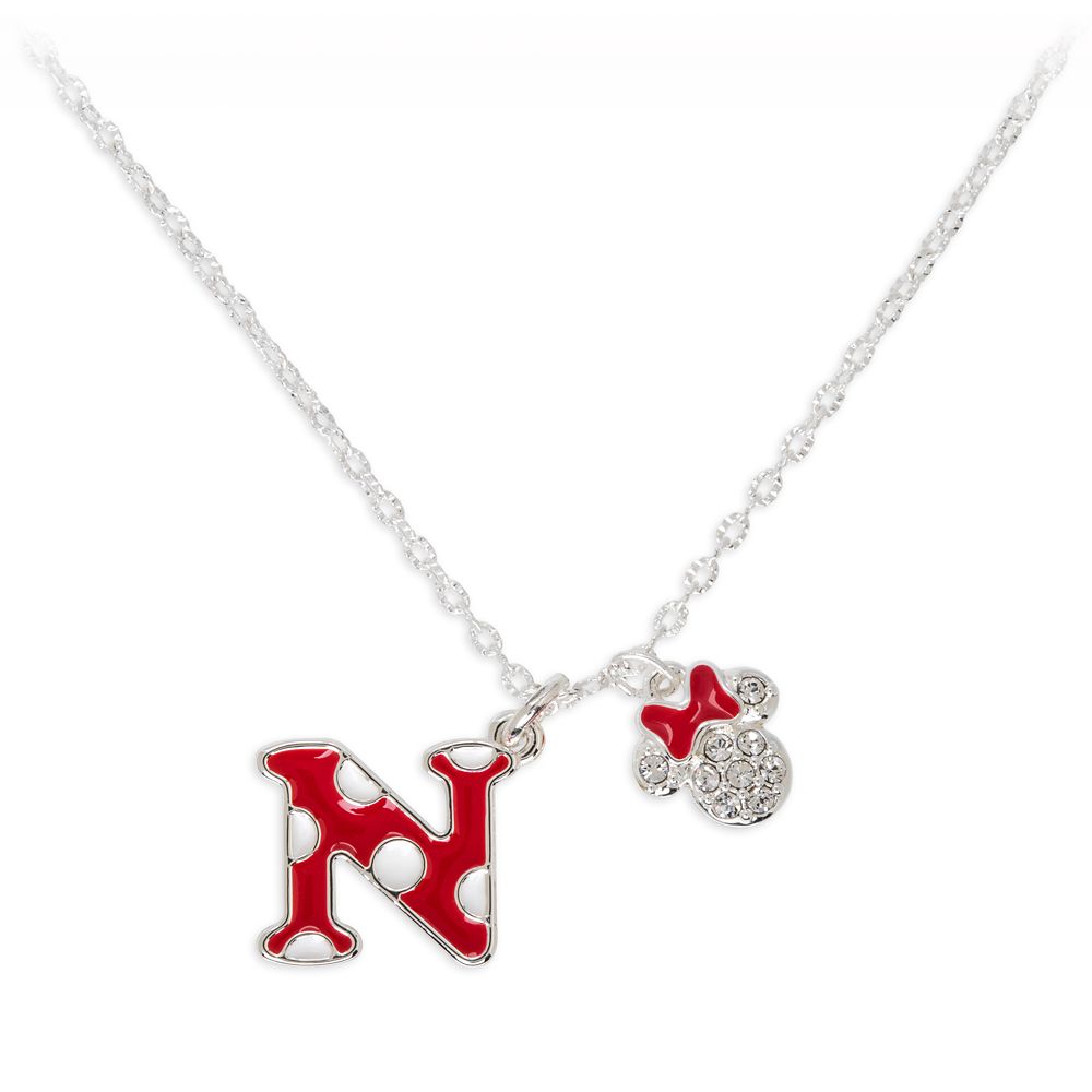 Minnie Mouse Enamel Initial Necklace – N