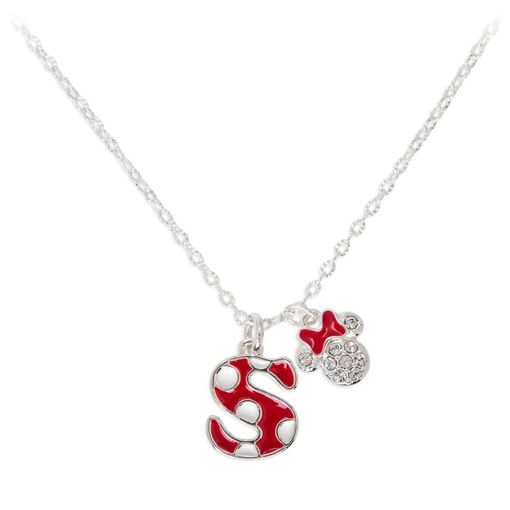 Minnie Mouse Enamel Initial Necklace – S