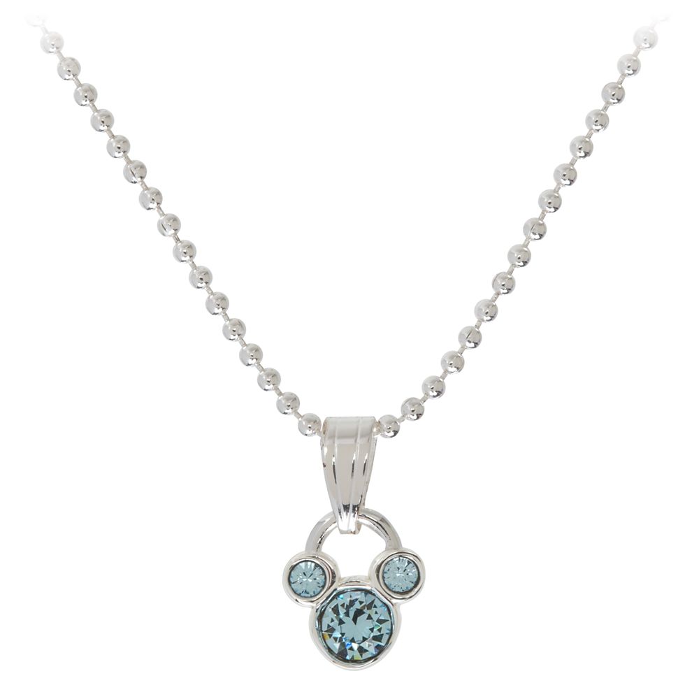 Mickey Mouse Icon Birthstone Necklace – March