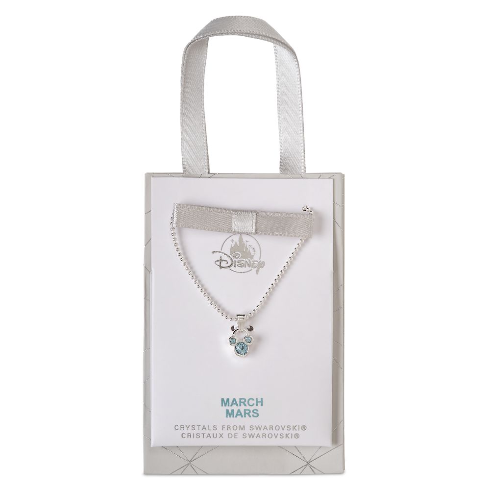 Mickey Mouse Icon Birthstone Necklace – March