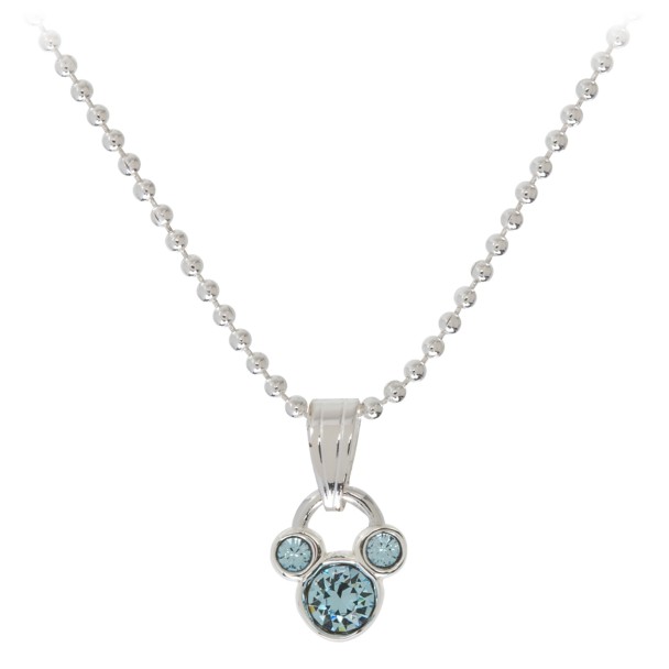 Mickey Mouse Icon Birthstone Necklace – March